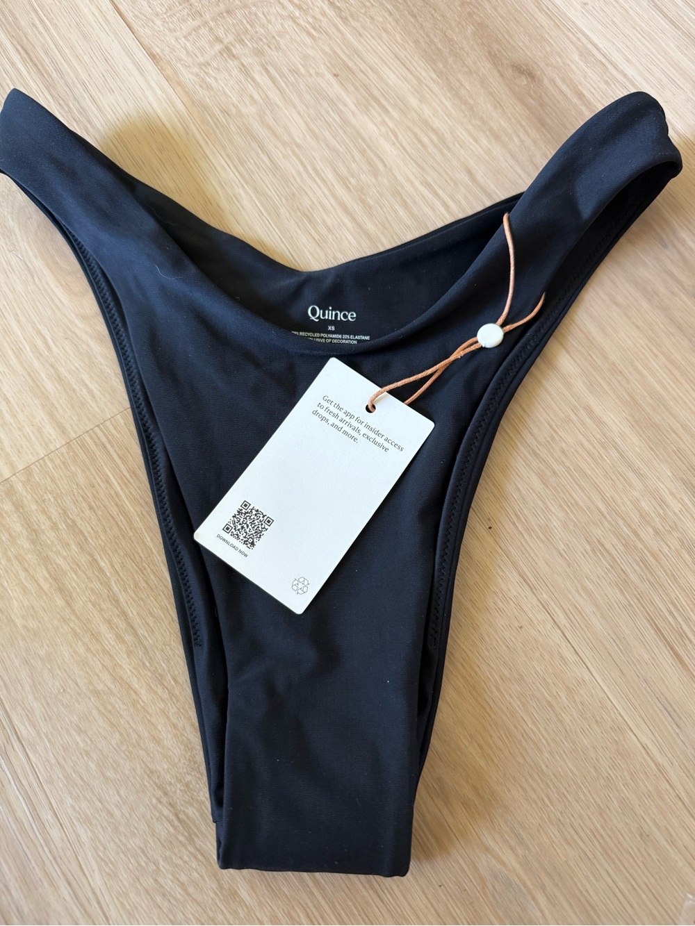 Quince Italian Wedgie Butt Thong Bottom Black NEW